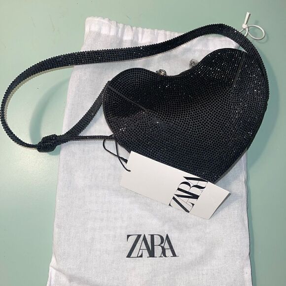 ZARA LIMITED EDITION RHINESTONE HEART SHOULDER BAG - Picture 5 of 8